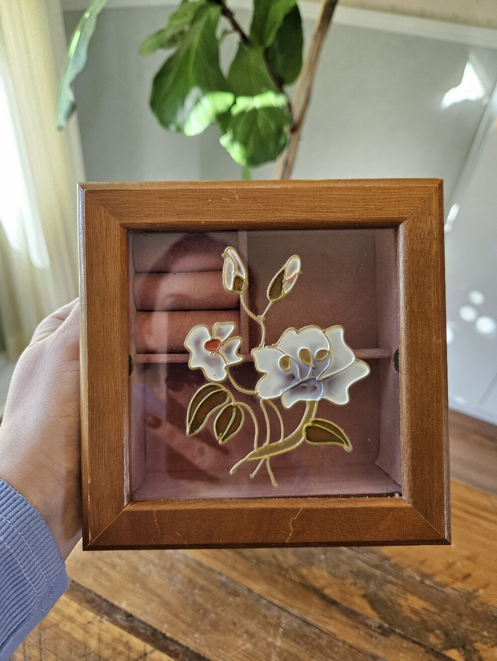 Vintage Stained Glass Jewelry Box